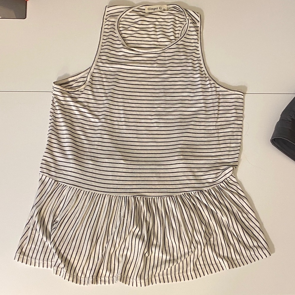 Ginger G Monochrome Striped Tank Top